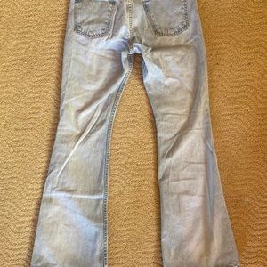 silver-ban flare jeans